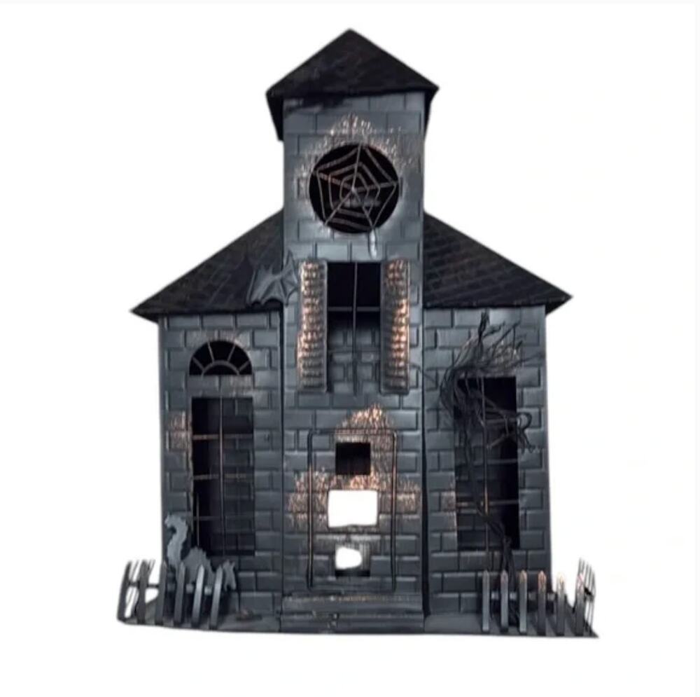 Pottery Barn Black Halloween Haunted House Metal Spooky